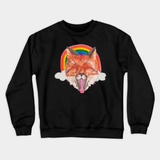 Fox face with rainbow and clouds Crewneck Sweatshirt